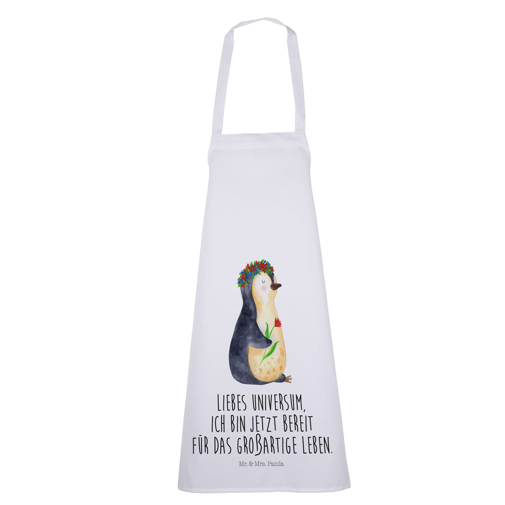 Kochschürze Pinguin Blumenkranz Schürze, Backschürze, Küchenschürze, Grillschürze, Latzschürze, Pinguin, Pinguine, Blumenkranz, Universum, Leben, Wünsche, Ziele, Lebensziele, Motivation, Lebenslust, Liebeskummer, Geschenkidee
