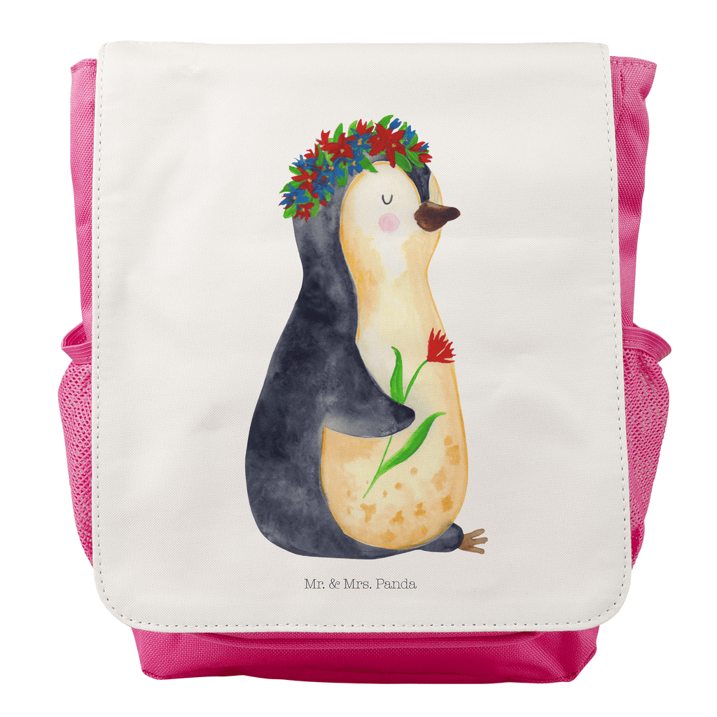 Kinderrucksack Pinguin Blumenkranz Pinguin, Pinguine, Blumenkranz, Universum, Leben, Wünsche, Ziele, Lebensziele, Motivation, Lebenslust, Liebeskummer, Geschenkidee	 Kids, Rucksack, Kinderrucksack, Kinder Rucksack, Rucksack Kindergröße, Kleiner Rucksack  Pinguin