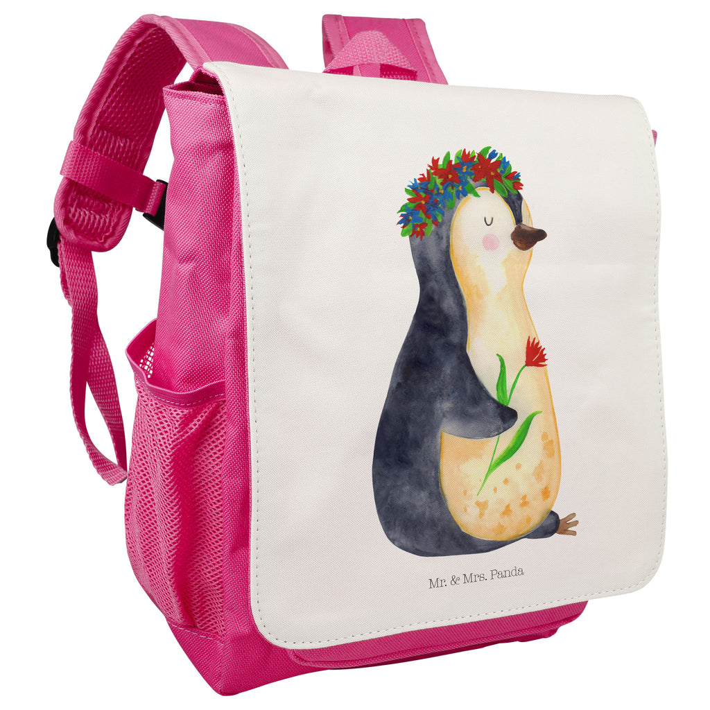Kinderrucksack Pinguin Blumenkranz Pinguin, Pinguine, Blumenkranz, Universum, Leben, Wünsche, Ziele, Lebensziele, Motivation, Lebenslust, Liebeskummer, Geschenkidee	 Kids, Rucksack, Kinderrucksack, Kinder Rucksack, Rucksack Kindergröße, Kleiner Rucksack  Pinguin