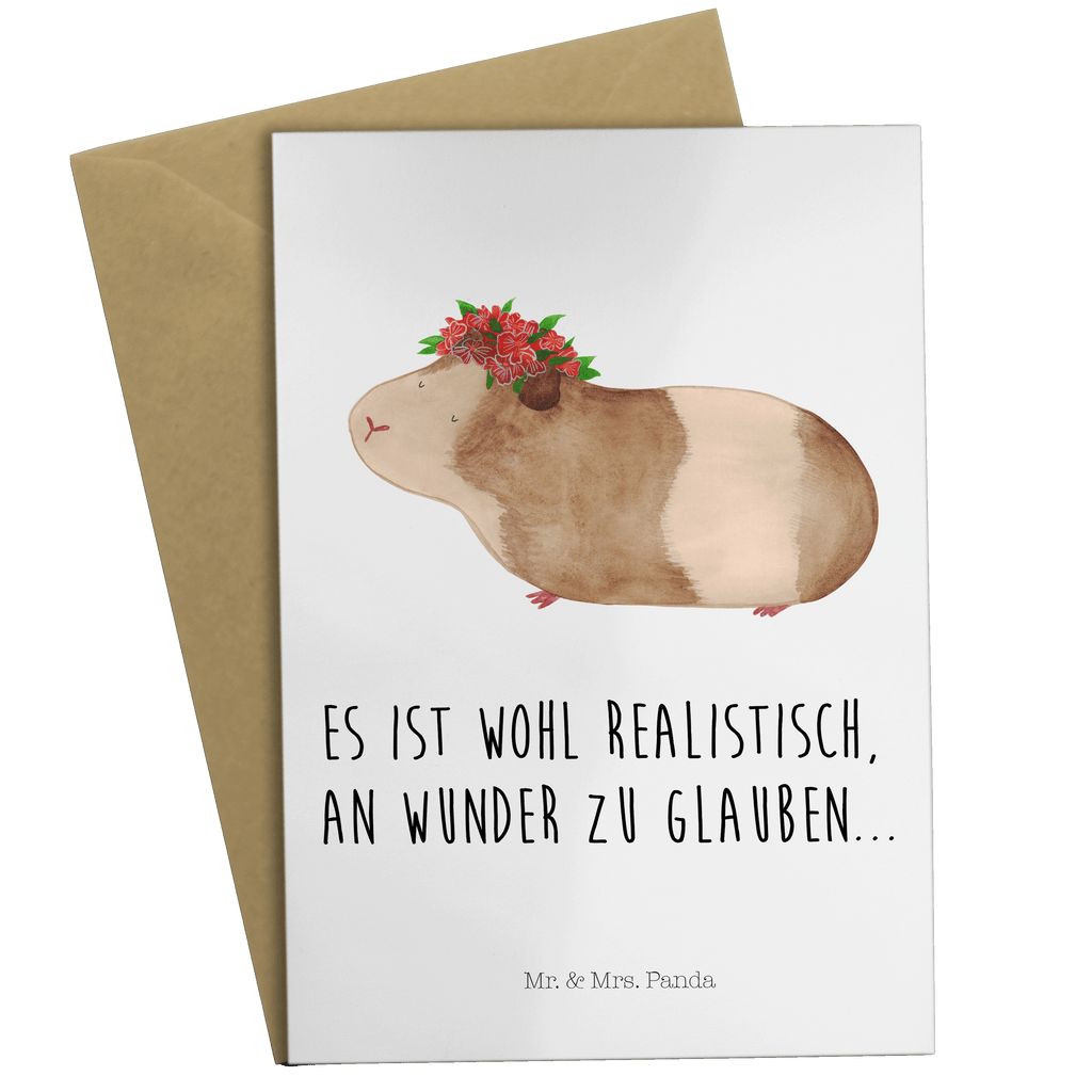 Grußkarte Meerschweinchen weise Klappkarte, Einladungskarte, Glückwunschkarte, Hochzeitskarte, Geburtstagskarte, Karte, Tiermotive, Gute Laune, lustige Sprüche, Tiere, Meerschweinchen, Meerie, Meeries, Wunder, Blumenkind, Realität, Spruch, Weisheit, Motivation, Wunderland
