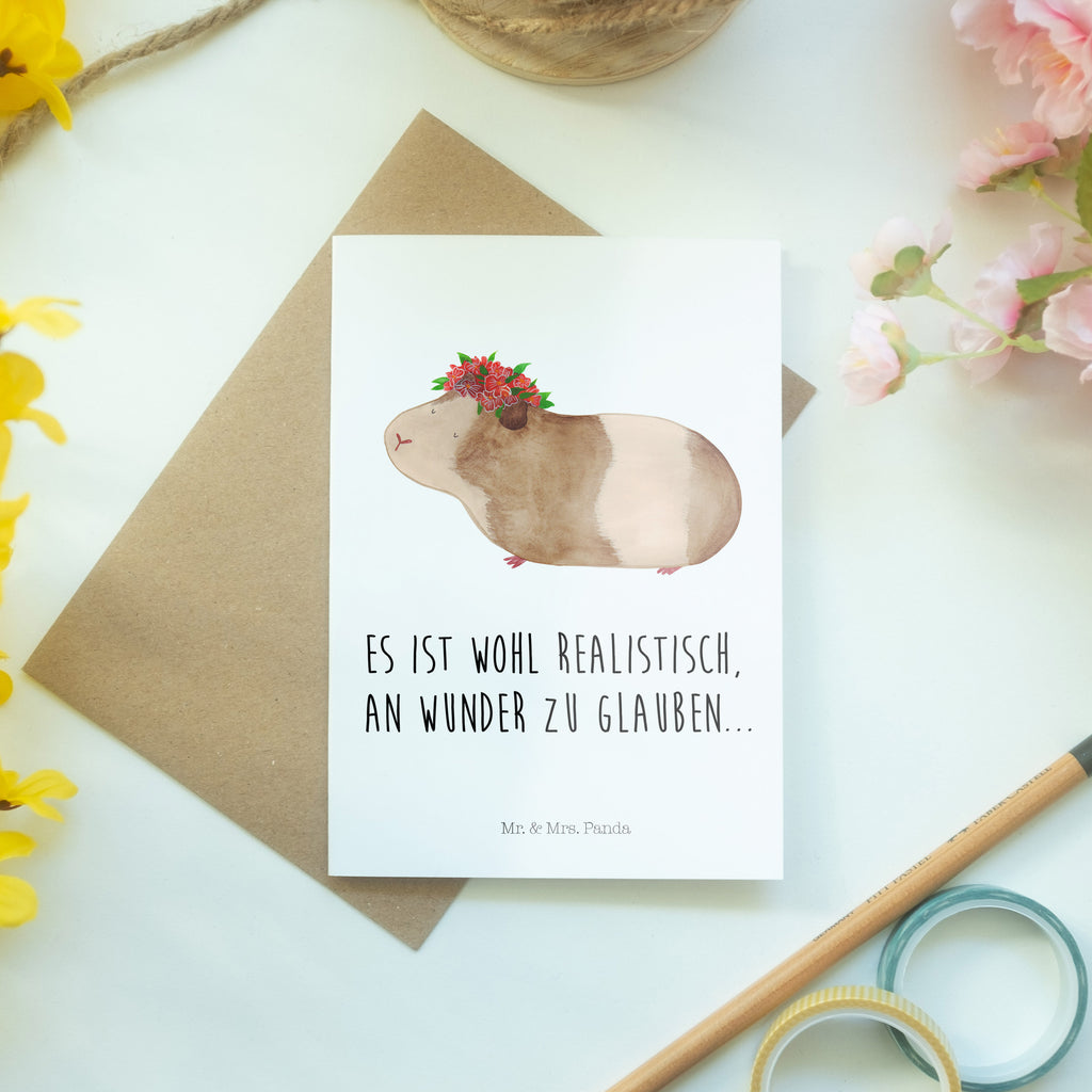 Grußkarte Meerschweinchen weise Klappkarte, Einladungskarte, Glückwunschkarte, Hochzeitskarte, Geburtstagskarte, Karte, Tiermotive, Gute Laune, lustige Sprüche, Tiere, Meerschweinchen, Meerie, Meeries, Wunder, Blumenkind, Realität, Spruch, Weisheit, Motivation, Wunderland