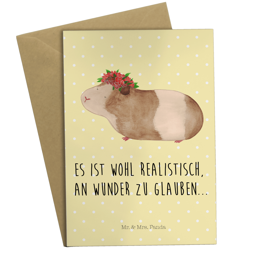 Grußkarte Meerschweinchen weise Klappkarte, Einladungskarte, Glückwunschkarte, Hochzeitskarte, Geburtstagskarte, Karte, Tiermotive, Gute Laune, lustige Sprüche, Tiere, Meerschweinchen, Meerie, Meeries, Wunder, Blumenkind, Realität, Spruch, Weisheit, Motivation, Wunderland