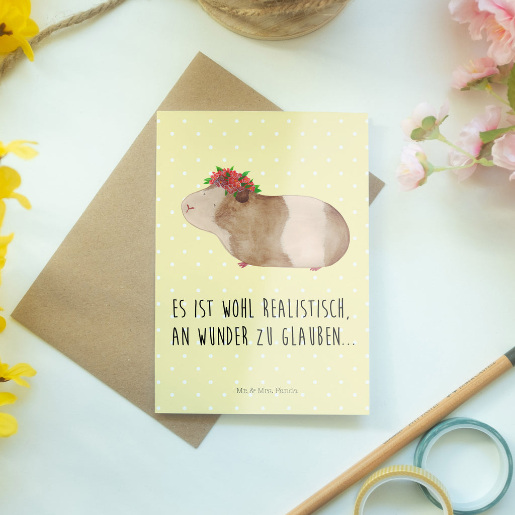 Grußkarte Meerschweinchen weise Klappkarte, Einladungskarte, Glückwunschkarte, Hochzeitskarte, Geburtstagskarte, Karte, Tiermotive, Gute Laune, lustige Sprüche, Tiere, Meerschweinchen, Meerie, Meeries, Wunder, Blumenkind, Realität, Spruch, Weisheit, Motivation, Wunderland