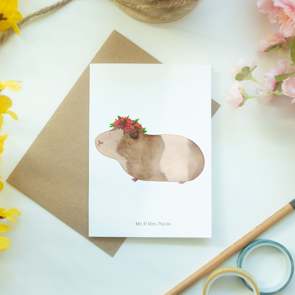 Grußkarte Meerschweinchen weise Klappkarte, Einladungskarte, Glückwunschkarte, Hochzeitskarte, Geburtstagskarte, Karte, Tiermotive, Gute Laune, lustige Sprüche, Tiere, Meerschweinchen, Meerie, Meeries, Wunder, Blumenkind, Realität, Spruch, Weisheit, Motivation, Wunderland