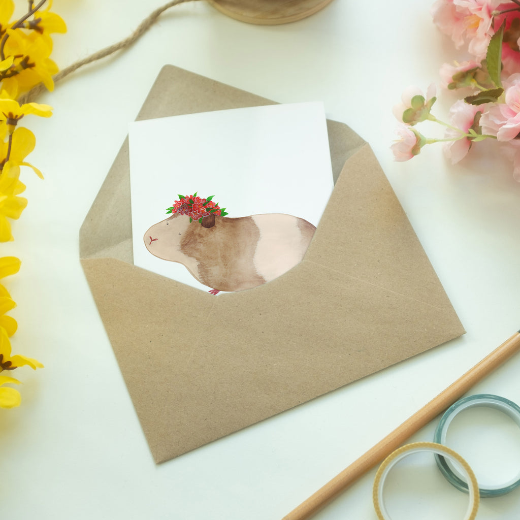 Grußkarte Meerschweinchen weise Klappkarte, Einladungskarte, Glückwunschkarte, Hochzeitskarte, Geburtstagskarte, Karte, Tiermotive, Gute Laune, lustige Sprüche, Tiere, Meerschweinchen, Meerie, Meeries, Wunder, Blumenkind, Realität, Spruch, Weisheit, Motivation, Wunderland