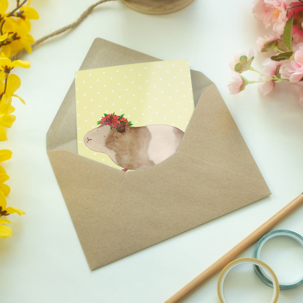Grußkarte Meerschweinchen weise Klappkarte, Einladungskarte, Glückwunschkarte, Hochzeitskarte, Geburtstagskarte, Karte, Tiermotive, Gute Laune, lustige Sprüche, Tiere, Meerschweinchen, Meerie, Meeries, Wunder, Blumenkind, Realität, Spruch, Weisheit, Motivation, Wunderland