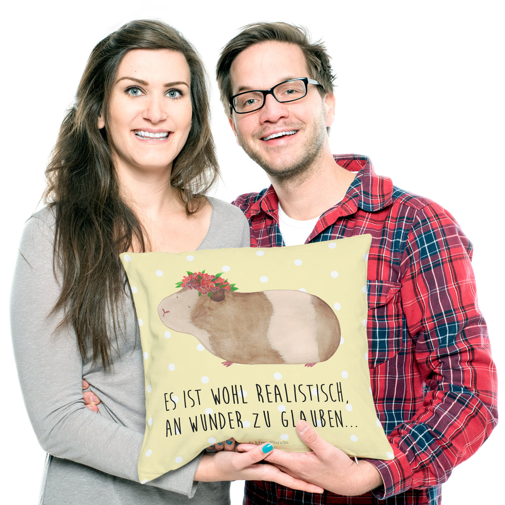40x40 Kissen Meerschweinchen weise Kissenhülle, Kopfkissen, Sofakissen, Dekokissen, Motivkissen, Tiermotive, Gute Laune, lustige Sprüche, Tiere, Meerschweinchen, Meerie, Meeries, Wunder, Blumenkind, Realität, Spruch, Weisheit, Motivation, Wunderland
