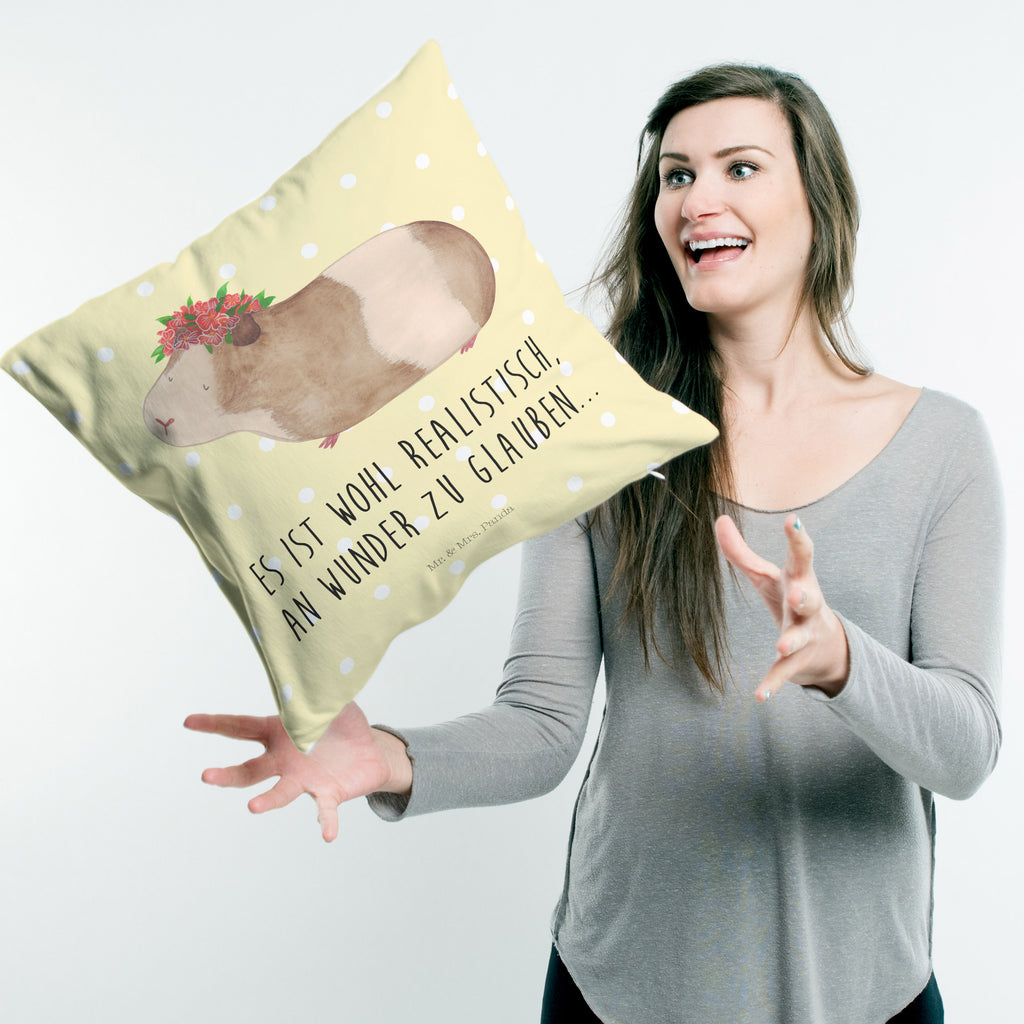 40x40 Kissen Meerschweinchen weise Kissenhülle, Kopfkissen, Sofakissen, Dekokissen, Motivkissen, Tiermotive, Gute Laune, lustige Sprüche, Tiere, Meerschweinchen, Meerie, Meeries, Wunder, Blumenkind, Realität, Spruch, Weisheit, Motivation, Wunderland