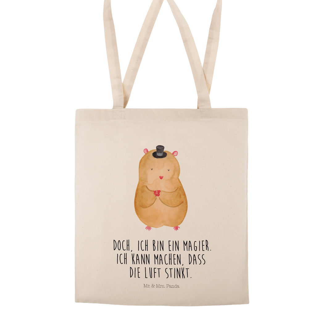 Tragetasche Hamster mit Hut Beuteltasche, Beutel, Einkaufstasche, Jutebeutel, Stoffbeutel, Tiermotive, Gute Laune, lustige Sprüche, Tiere, Hamster, Hut, Magier, Zylinder, Zwerghamster, Zauberer, Houdini