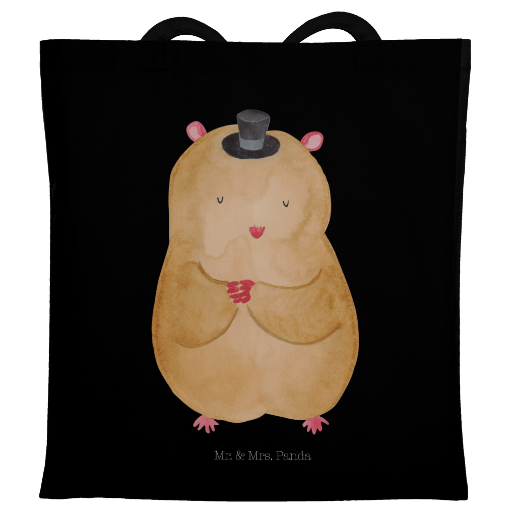 Tragetasche Hamster mit Hut Beuteltasche, Beutel, Einkaufstasche, Jutebeutel, Stoffbeutel, Tiermotive, Gute Laune, lustige Sprüche, Tiere, Hamster, Hut, Magier, Zylinder, Zwerghamster, Zauberer, Houdini