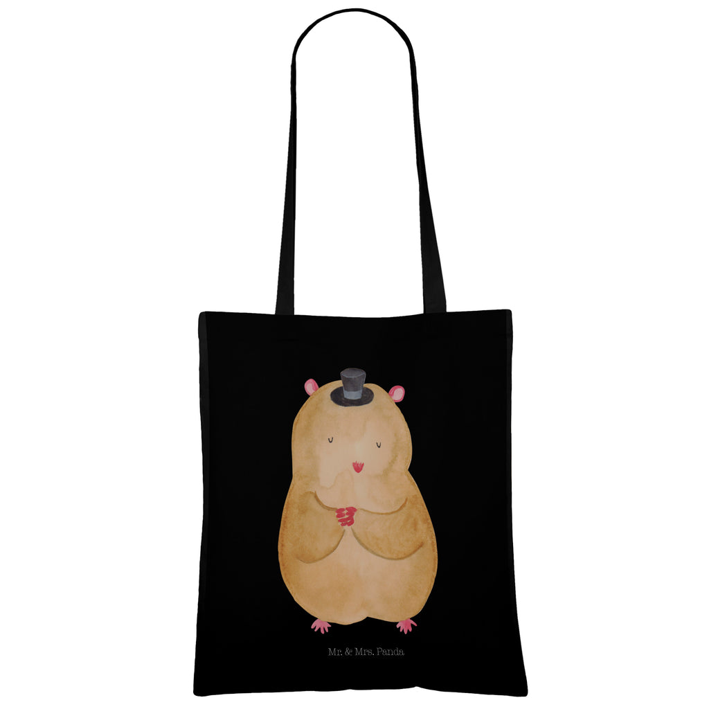 Tragetasche Hamster mit Hut Beuteltasche, Beutel, Einkaufstasche, Jutebeutel, Stoffbeutel, Tiermotive, Gute Laune, lustige Sprüche, Tiere, Hamster, Hut, Magier, Zylinder, Zwerghamster, Zauberer, Houdini