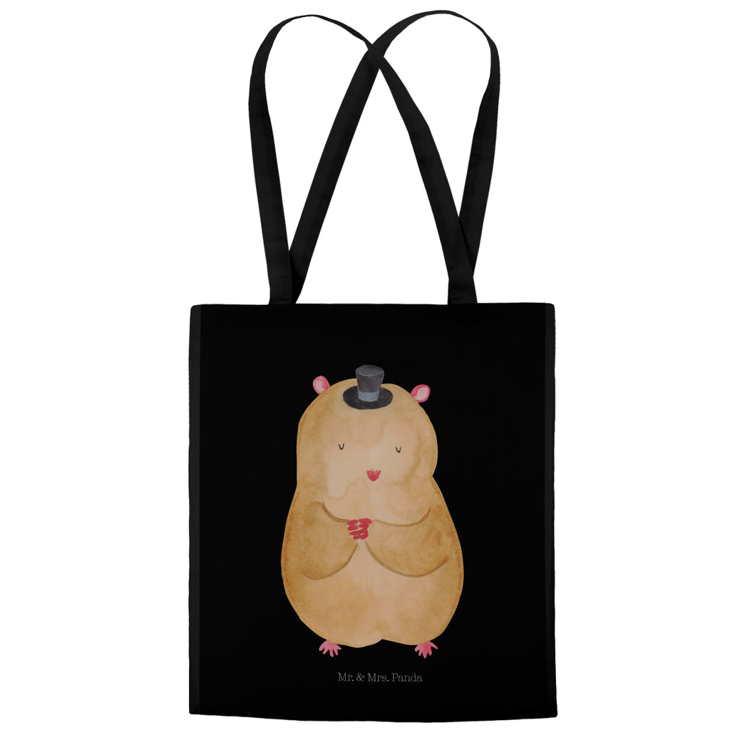 Tragetasche Hamster mit Hut Beuteltasche, Beutel, Einkaufstasche, Jutebeutel, Stoffbeutel, Tiermotive, Gute Laune, lustige Sprüche, Tiere, Hamster, Hut, Magier, Zylinder, Zwerghamster, Zauberer, Houdini