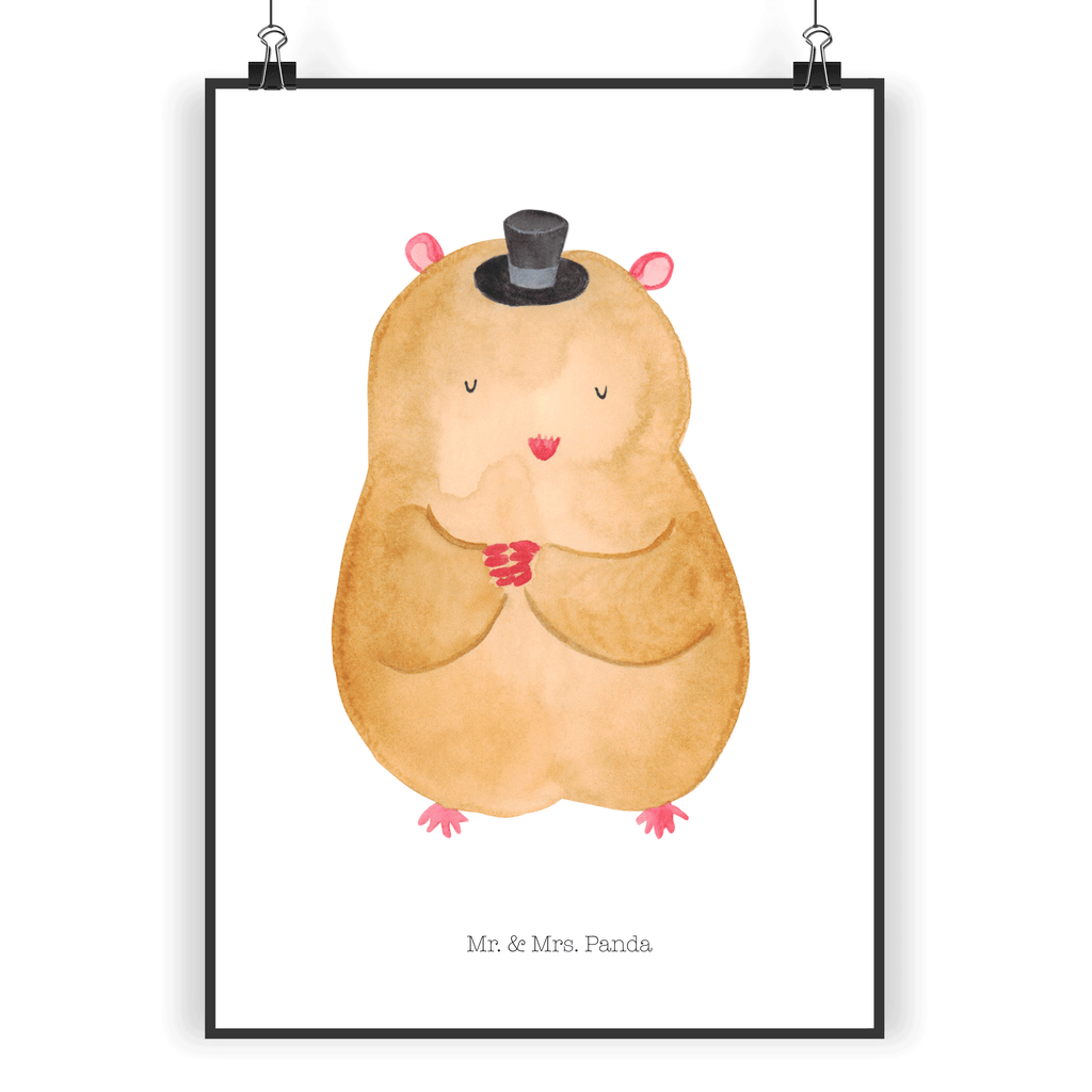 Poster Hamster mit Hut Poster, Wandposter, Bild, Wanddeko, Küchenposter, Kinderposter, Wanddeko Bild, Raumdekoration, Wanddekoration, Handgemaltes Poster, Mr. & Mrs. Panda Poster, Designposter, Kunstdruck, Posterdruck, Tiermotive, Gute Laune, lustige Sprüche, Tiere, Hamster, Hut, Magier, Zylinder, Zwerghamster, Zauberer, Houdini