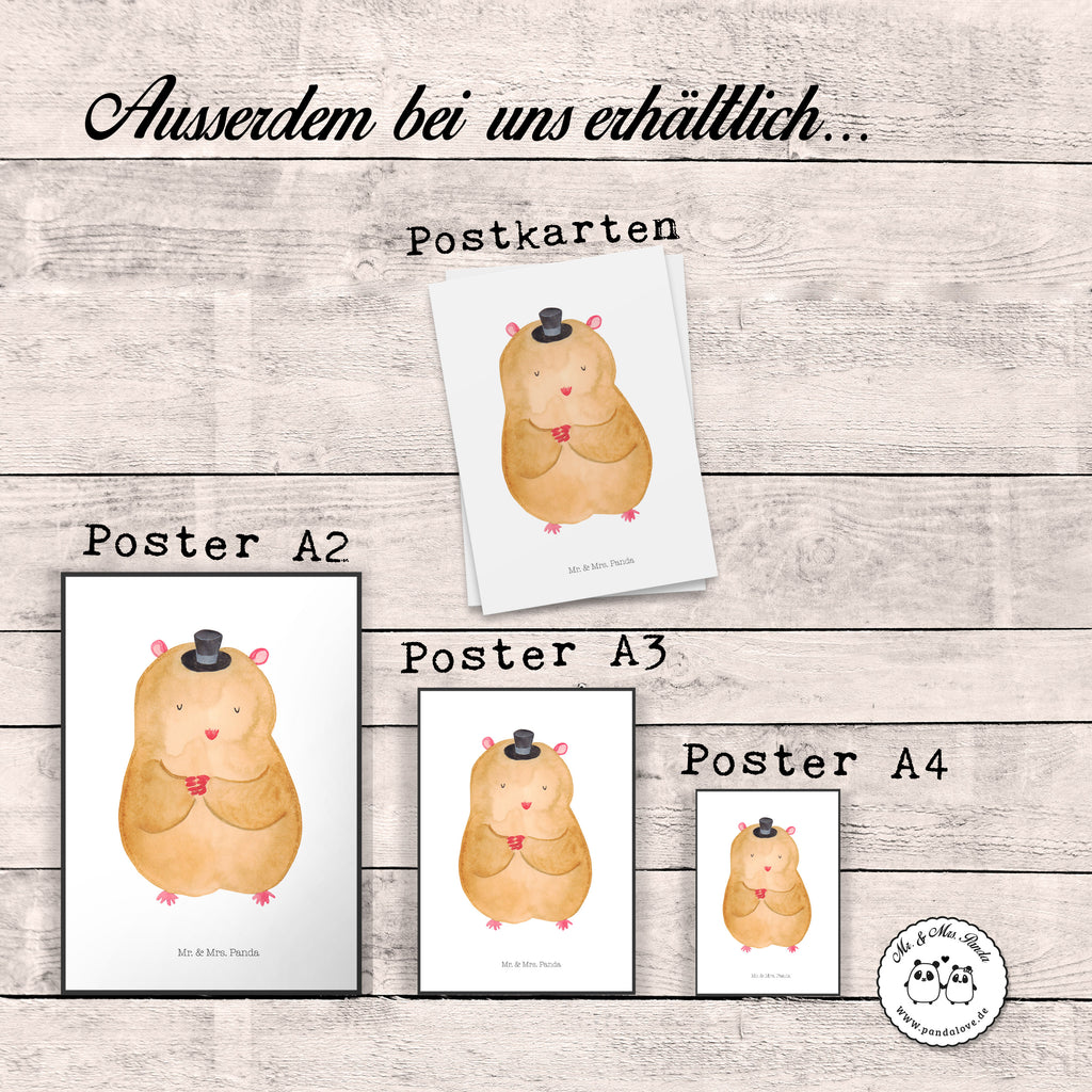 Poster Hamster mit Hut Poster, Wandposter, Bild, Wanddeko, Küchenposter, Kinderposter, Wanddeko Bild, Raumdekoration, Wanddekoration, Handgemaltes Poster, Mr. & Mrs. Panda Poster, Designposter, Kunstdruck, Posterdruck, Tiermotive, Gute Laune, lustige Sprüche, Tiere, Hamster, Hut, Magier, Zylinder, Zwerghamster, Zauberer, Houdini
