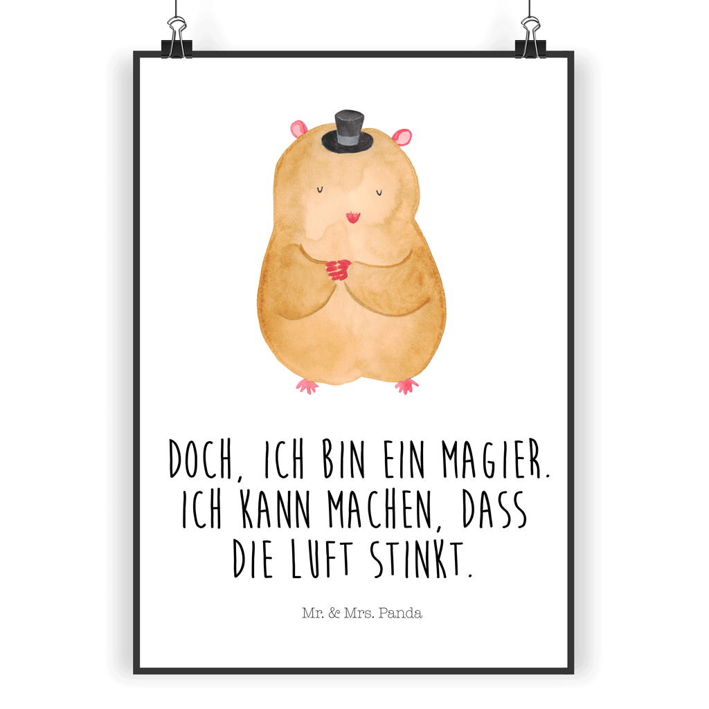 Poster Hamster mit Hut Poster, Wandposter, Bild, Wanddeko, Küchenposter, Kinderposter, Wanddeko Bild, Raumdekoration, Wanddekoration, Handgemaltes Poster, Mr. & Mrs. Panda Poster, Designposter, Kunstdruck, Posterdruck, Tiermotive, Gute Laune, lustige Sprüche, Tiere, Hamster, Hut, Magier, Zylinder, Zwerghamster, Zauberer, Houdini