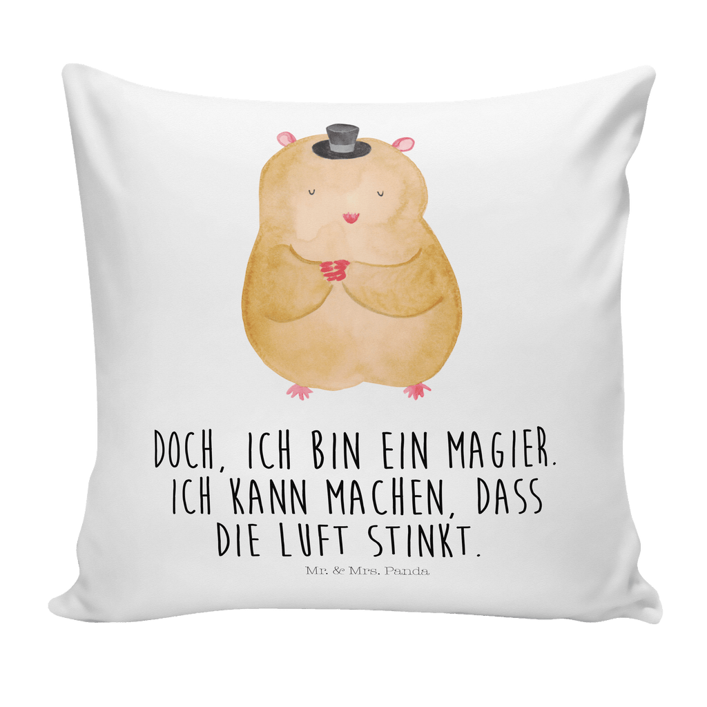 40x40 Kissen Hamster mit Hut Kissenhülle, Kopfkissen, Sofakissen, Dekokissen, Motivkissen, Tiermotive, Gute Laune, lustige Sprüche, Tiere, Hamster, Hut, Magier, Zylinder, Zwerghamster, Zauberer, Houdini