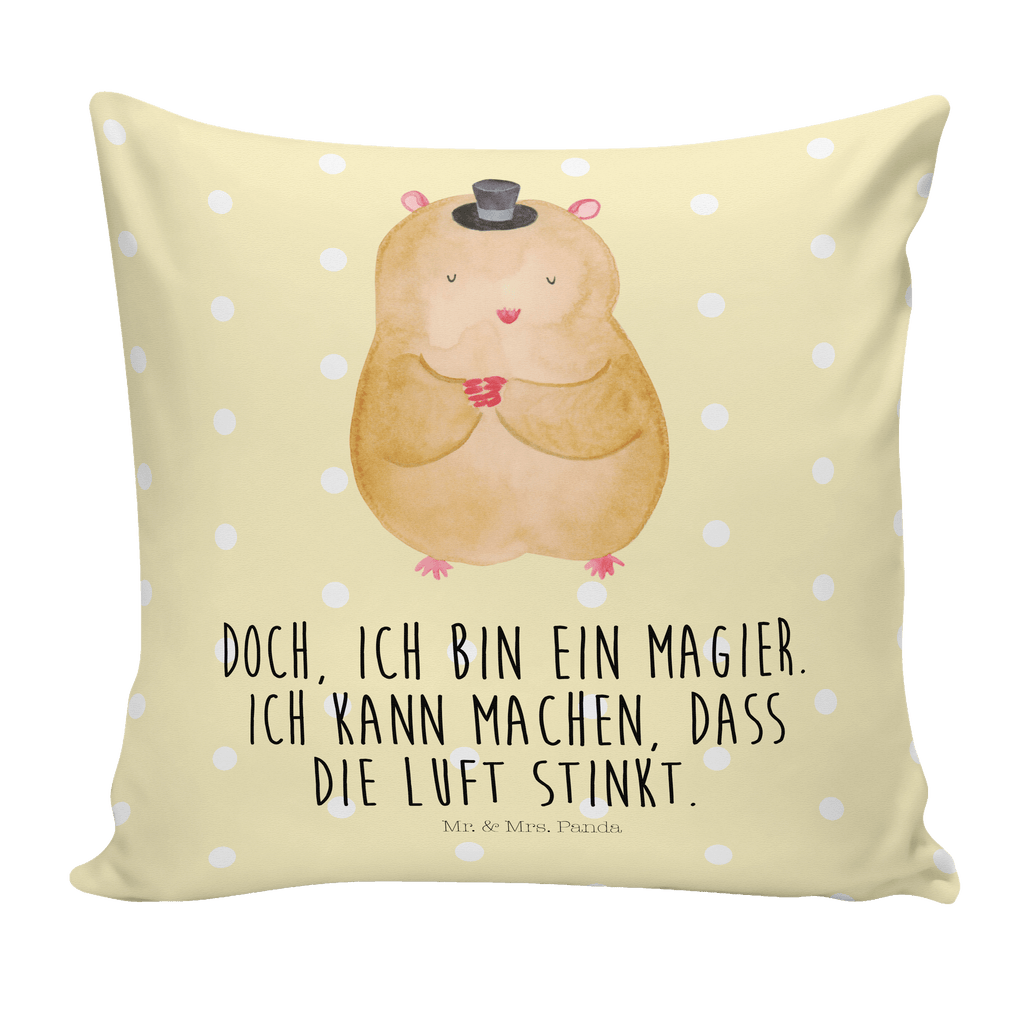 40x40 Kissen Hamster mit Hut Kissenhülle, Kopfkissen, Sofakissen, Dekokissen, Motivkissen, Tiermotive, Gute Laune, lustige Sprüche, Tiere, Hamster, Hut, Magier, Zylinder, Zwerghamster, Zauberer, Houdini