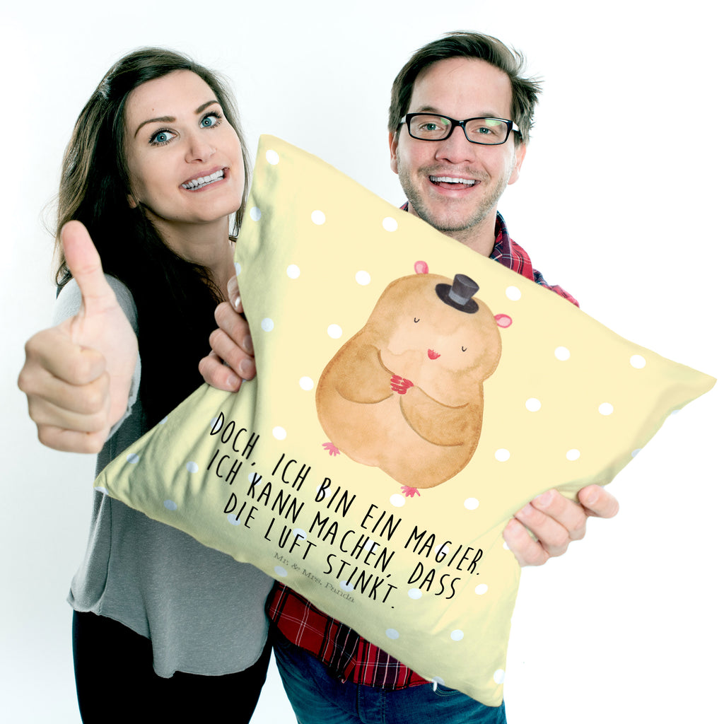 40x40 Kissen Hamster mit Hut Kissenhülle, Kopfkissen, Sofakissen, Dekokissen, Motivkissen, Tiermotive, Gute Laune, lustige Sprüche, Tiere, Hamster, Hut, Magier, Zylinder, Zwerghamster, Zauberer, Houdini