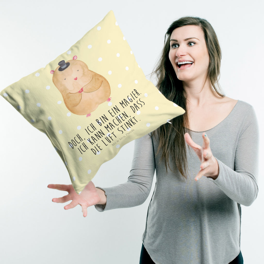 40x40 Kissen Hamster mit Hut Kissenhülle, Kopfkissen, Sofakissen, Dekokissen, Motivkissen, Tiermotive, Gute Laune, lustige Sprüche, Tiere, Hamster, Hut, Magier, Zylinder, Zwerghamster, Zauberer, Houdini