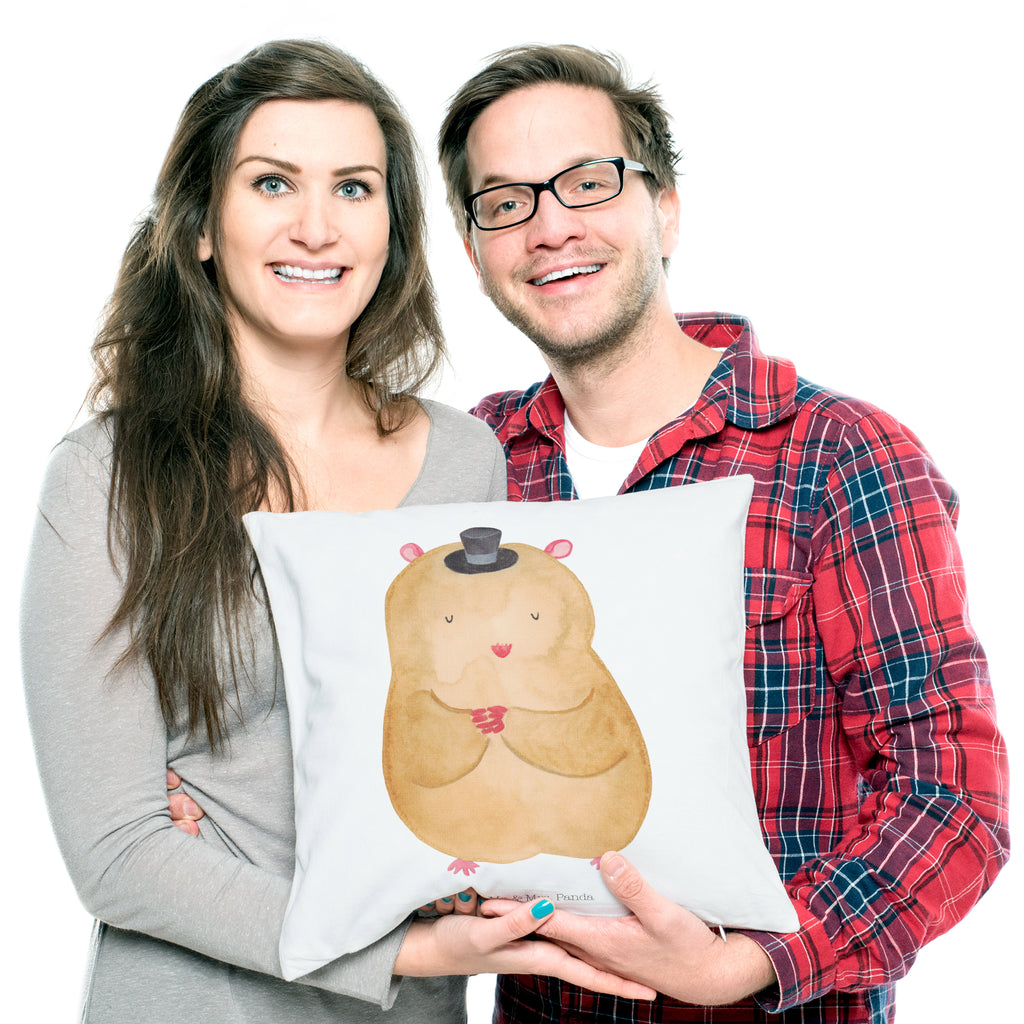 40x40 Kissen Hamster mit Hut Kissenhülle, Kopfkissen, Sofakissen, Dekokissen, Motivkissen, Tiermotive, Gute Laune, lustige Sprüche, Tiere, Hamster, Hut, Magier, Zylinder, Zwerghamster, Zauberer, Houdini