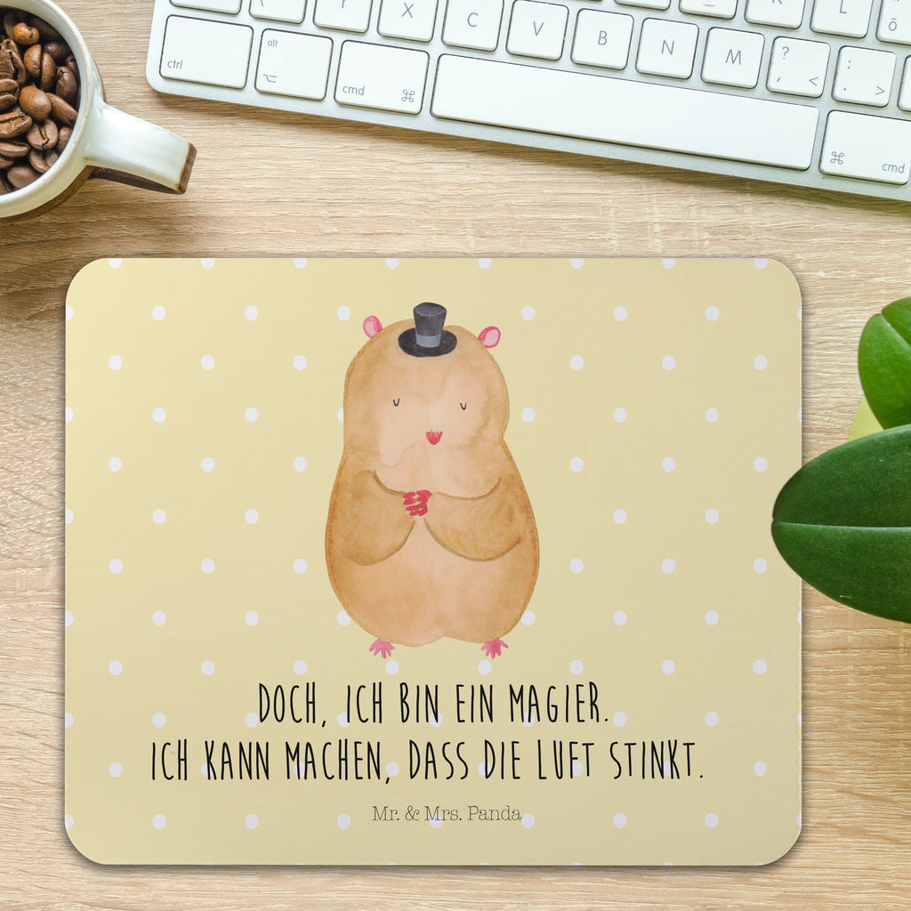 Mauspad Hamster mit Hut Mousepad, Computer zubehör, Büroausstattung, PC Zubehör, Arbeitszimmer, Mauspad, Einzigartiges Mauspad, Designer Mauspad, Tiermotive, Gute Laune, lustige Sprüche, Tiere, Hamster, Hut, Magier, Zylinder, Zwerghamster, Zauberer, Houdini