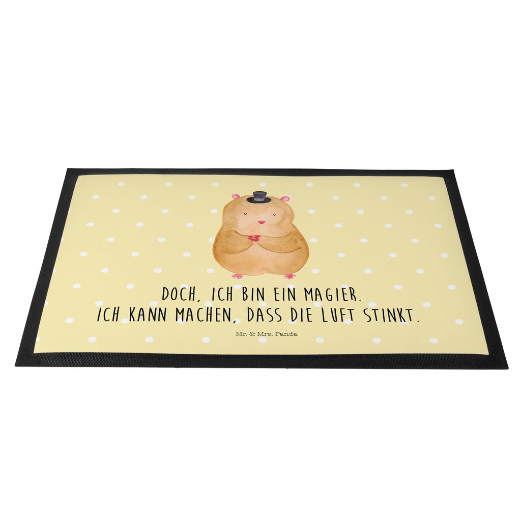 Fußmatte Hamster mit Hut Hamster, Hut, Magier, Zylinder, Zwerghamster, Zauberer, Houdini	 Türvorleger, Schmutzmatte, Fußabtreter, Matte, Schmutzfänger, Fußabstreifer, Schmutzfangmatte, Türmatte, Motivfußmatte,  Haustürmatte, Vorleger  süße Tiermotive, gute Laune, lustige Sprüche, Tiere