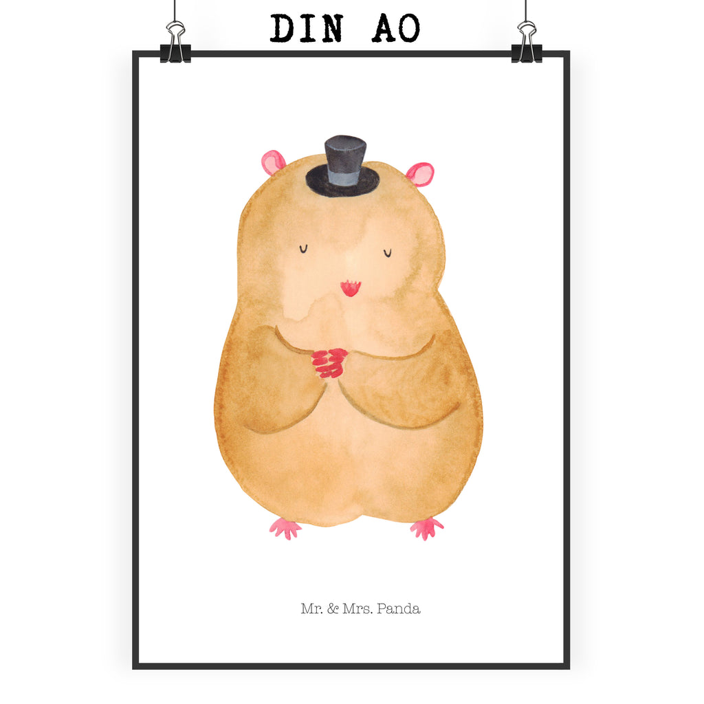 Poster Hamster mit Hut Poster, Wandposter, Bild, Wanddeko, Küchenposter, Kinderposter, Wanddeko Bild, Raumdekoration, Wanddekoration, Handgemaltes Poster, Mr. & Mrs. Panda Poster, Designposter, Kunstdruck, Posterdruck, Tiermotive, Gute Laune, lustige Sprüche, Tiere, Hamster, Hut, Magier, Zylinder, Zwerghamster, Zauberer, Houdini