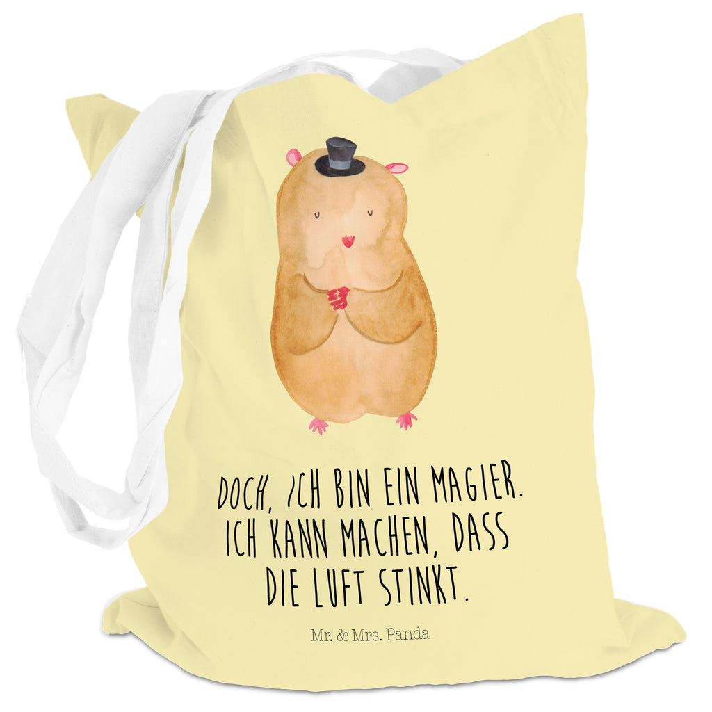 Tragetasche Hamster mit Hut Beuteltasche, Beutel, Einkaufstasche, Jutebeutel, Stoffbeutel, Tiermotive, Gute Laune, lustige Sprüche, Tiere, Hamster, Hut, Magier, Zylinder, Zwerghamster, Zauberer, Houdini