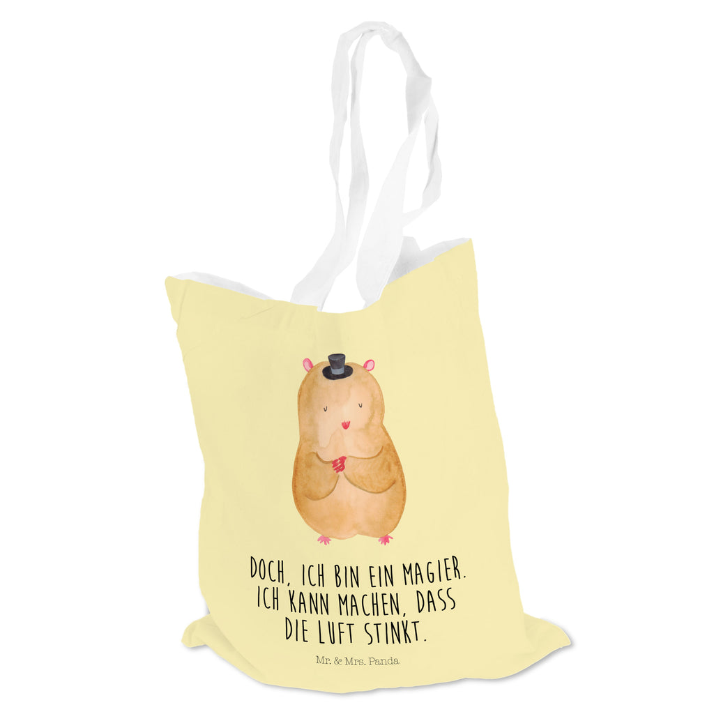 Tragetasche Hamster mit Hut Beuteltasche, Beutel, Einkaufstasche, Jutebeutel, Stoffbeutel, Tiermotive, Gute Laune, lustige Sprüche, Tiere, Hamster, Hut, Magier, Zylinder, Zwerghamster, Zauberer, Houdini