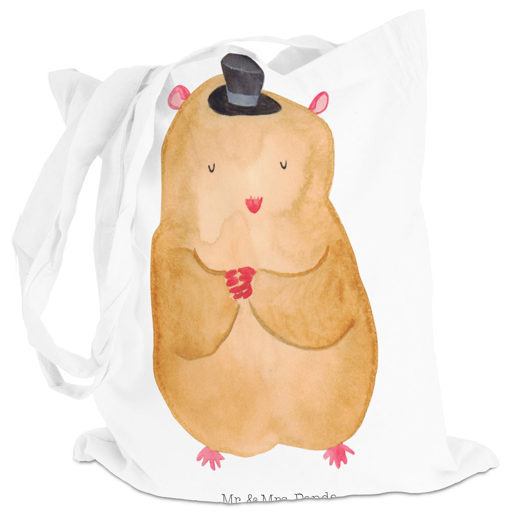 Tragetasche Hamster mit Hut Beuteltasche, Beutel, Einkaufstasche, Jutebeutel, Stoffbeutel, Tiermotive, Gute Laune, lustige Sprüche, Tiere, Hamster, Hut, Magier, Zylinder, Zwerghamster, Zauberer, Houdini