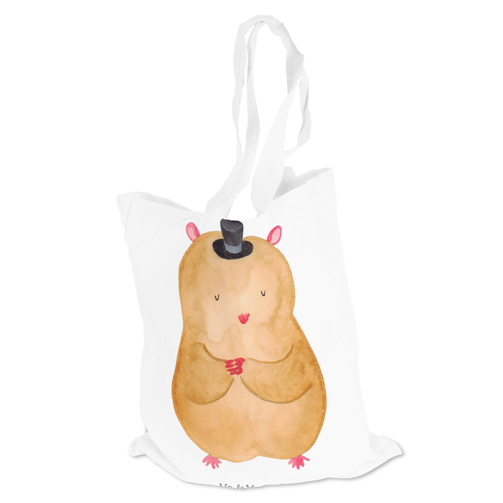 Tragetasche Hamster mit Hut Beuteltasche, Beutel, Einkaufstasche, Jutebeutel, Stoffbeutel, Tiermotive, Gute Laune, lustige Sprüche, Tiere, Hamster, Hut, Magier, Zylinder, Zwerghamster, Zauberer, Houdini