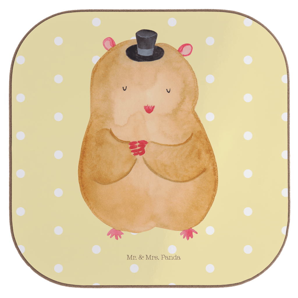 Quadratische Untersetzer Hamster mit Hut Bierdeckel, Glasuntersetzer, Untersetzer Gläser, Getränkeuntersetzer, Tiermotive, Gute Laune, lustige Sprüche, Tiere, Hamster, Hut, Magier, Zylinder, Zwerghamster, Zauberer, Houdini