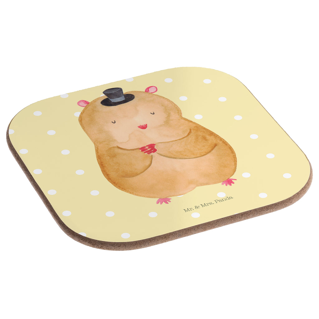 Quadratische Untersetzer Hamster mit Hut Bierdeckel, Glasuntersetzer, Untersetzer Gläser, Getränkeuntersetzer, Tiermotive, Gute Laune, lustige Sprüche, Tiere, Hamster, Hut, Magier, Zylinder, Zwerghamster, Zauberer, Houdini
