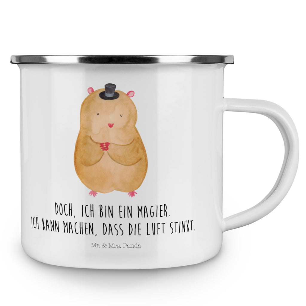 Camping Emaille Tasse Hamster mit Hut Campingtasse, Trinkbecher, Metalltasse, Outdoor Tasse, Emaille Trinkbecher, Blechtasse Outdoor, Emaille Campingbecher, Edelstahl Trinkbecher, Metalltasse für Camping, Kaffee Blechtasse, Camping Tasse Metall, Tiermotive, Gute Laune, lustige Sprüche, Tiere, Hamster, Hut, Magier, Zylinder, Zwerghamster, Zauberer, Houdini