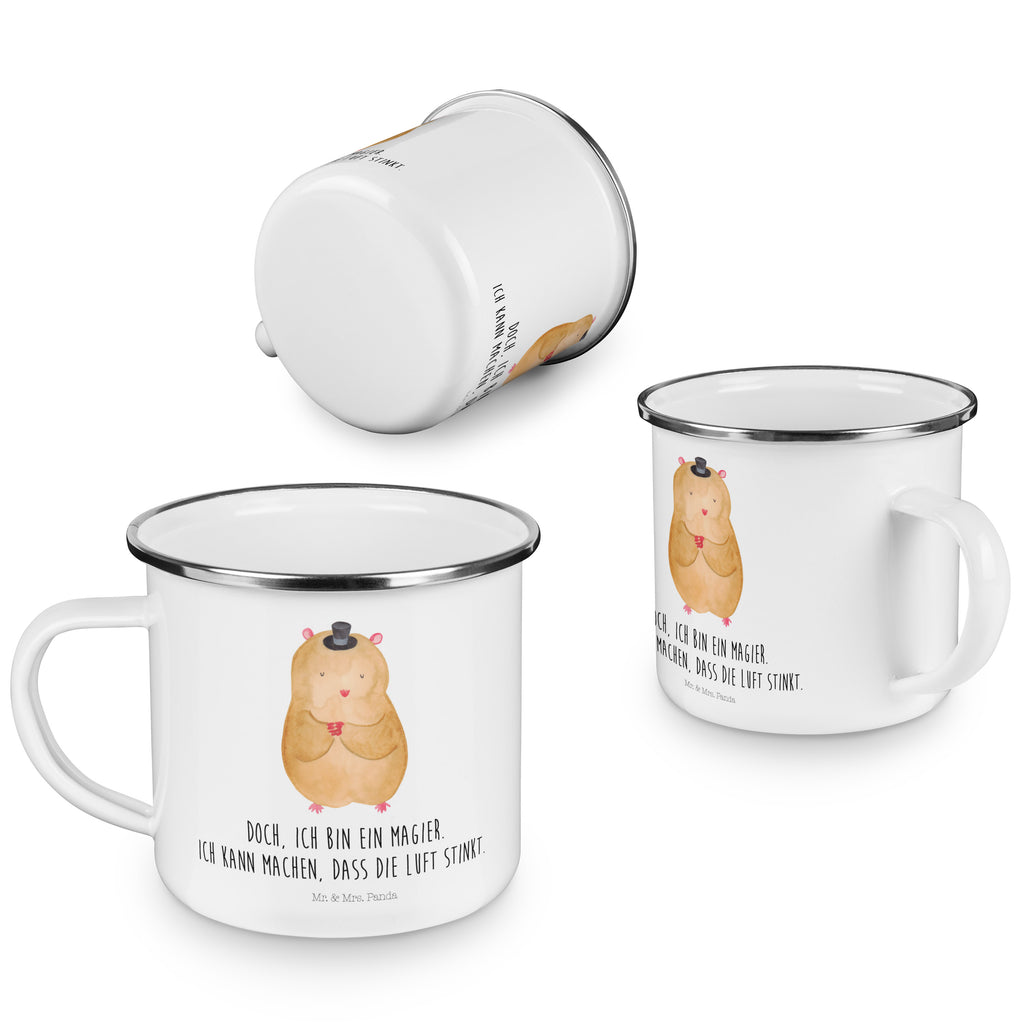 Camping Emaille Tasse Hamster mit Hut Campingtasse, Trinkbecher, Metalltasse, Outdoor Tasse, Emaille Trinkbecher, Blechtasse Outdoor, Emaille Campingbecher, Edelstahl Trinkbecher, Metalltasse für Camping, Kaffee Blechtasse, Camping Tasse Metall, Tiermotive, Gute Laune, lustige Sprüche, Tiere, Hamster, Hut, Magier, Zylinder, Zwerghamster, Zauberer, Houdini