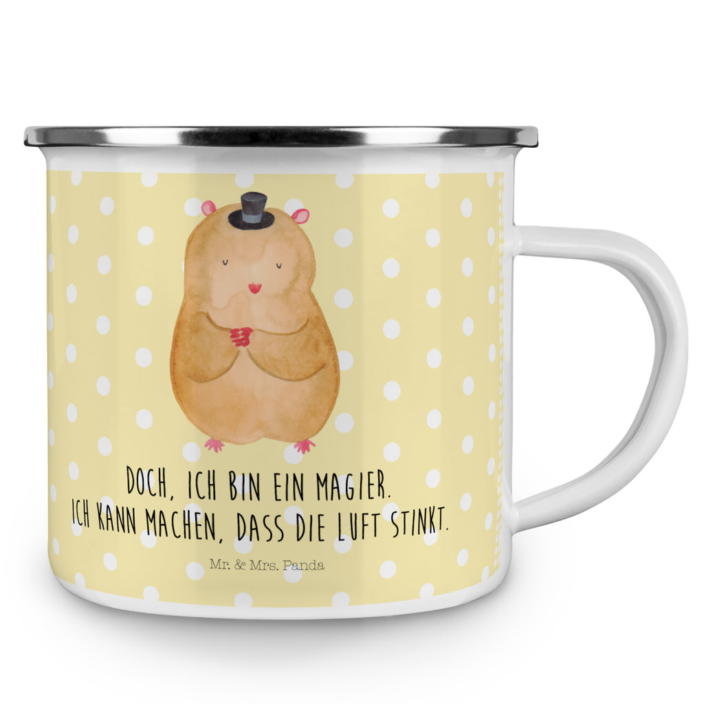 Camping Emaille Tasse Hamster mit Hut Campingtasse, Trinkbecher, Metalltasse, Outdoor Tasse, Emaille Trinkbecher, Blechtasse Outdoor, Emaille Campingbecher, Edelstahl Trinkbecher, Metalltasse für Camping, Kaffee Blechtasse, Camping Tasse Metall, Tiermotive, Gute Laune, lustige Sprüche, Tiere, Hamster, Hut, Magier, Zylinder, Zwerghamster, Zauberer, Houdini
