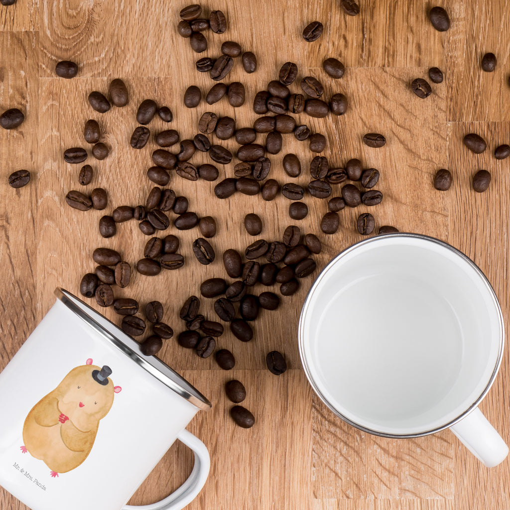 Camping Emaille Tasse Hamster mit Hut Campingtasse, Trinkbecher, Metalltasse, Outdoor Tasse, Emaille Trinkbecher, Blechtasse Outdoor, Emaille Campingbecher, Edelstahl Trinkbecher, Metalltasse für Camping, Kaffee Blechtasse, Camping Tasse Metall, Tiermotive, Gute Laune, lustige Sprüche, Tiere, Hamster, Hut, Magier, Zylinder, Zwerghamster, Zauberer, Houdini