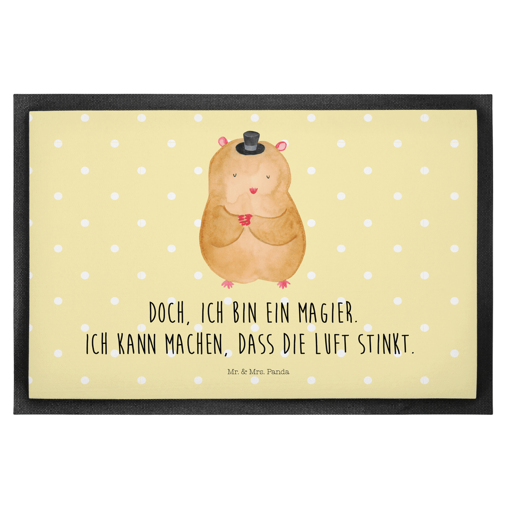 Fußmatte Hamster mit Hut Hamster, Hut, Magier, Zylinder, Zwerghamster, Zauberer, Houdini	 Türvorleger, Schmutzmatte, Fußabtreter, Matte, Schmutzfänger, Fußabstreifer, Schmutzfangmatte, Türmatte, Motivfußmatte,  Haustürmatte, Vorleger  süße Tiermotive, gute Laune, lustige Sprüche, Tiere