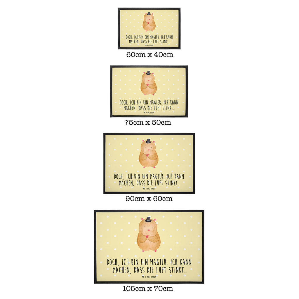 Fußmatte Hamster mit Hut Hamster, Hut, Magier, Zylinder, Zwerghamster, Zauberer, Houdini	 Türvorleger, Schmutzmatte, Fußabtreter, Matte, Schmutzfänger, Fußabstreifer, Schmutzfangmatte, Türmatte, Motivfußmatte,  Haustürmatte, Vorleger  süße Tiermotive, gute Laune, lustige Sprüche, Tiere