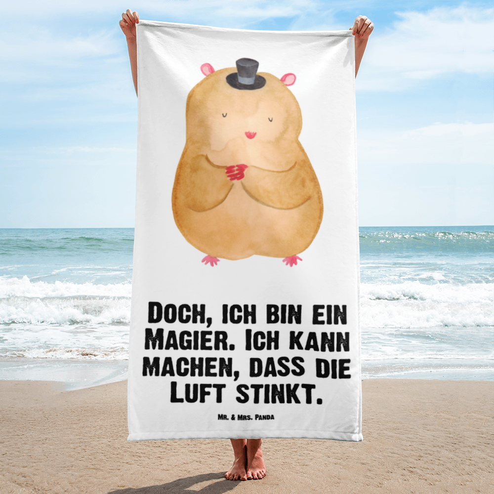 XL Badehandtuch Hamster mit Hut Handtuch, Badetuch, Duschtuch, Strandtuch, Saunatuch, Tiermotive, Gute Laune, lustige Sprüche, Tiere, Hamster, Hut, Magier, Zylinder, Zwerghamster, Zauberer, Houdini