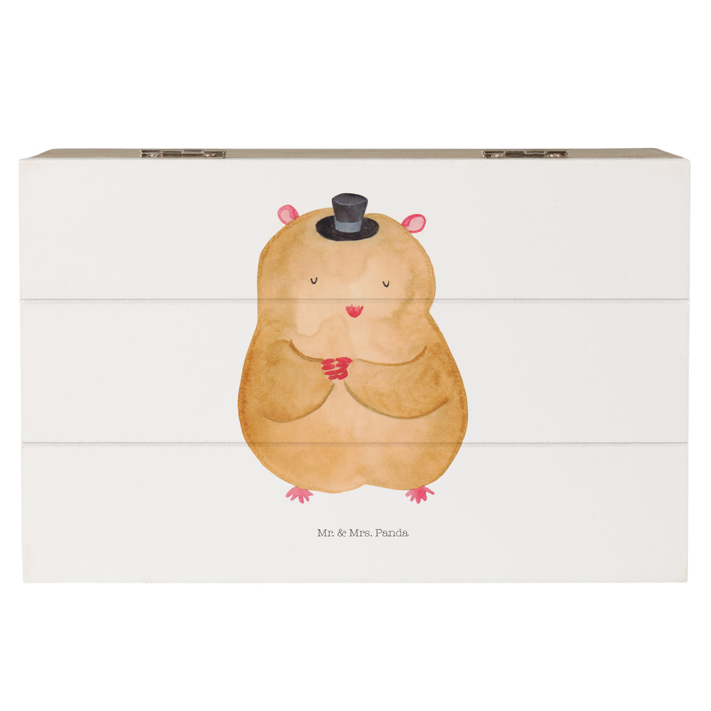 Holzkiste Hamster mit Hut Holzkiste, Kiste, Schatzkiste, Truhe, Schatulle, XXL, Erinnerungsbox, Erinnerungskiste, Dekokiste, Aufbewahrungsbox, Tiermotive, Gute Laune, lustige Sprüche, Tiere, Hamster, Hut, Magier, Zylinder, Zwerghamster, Zauberer, Houdini