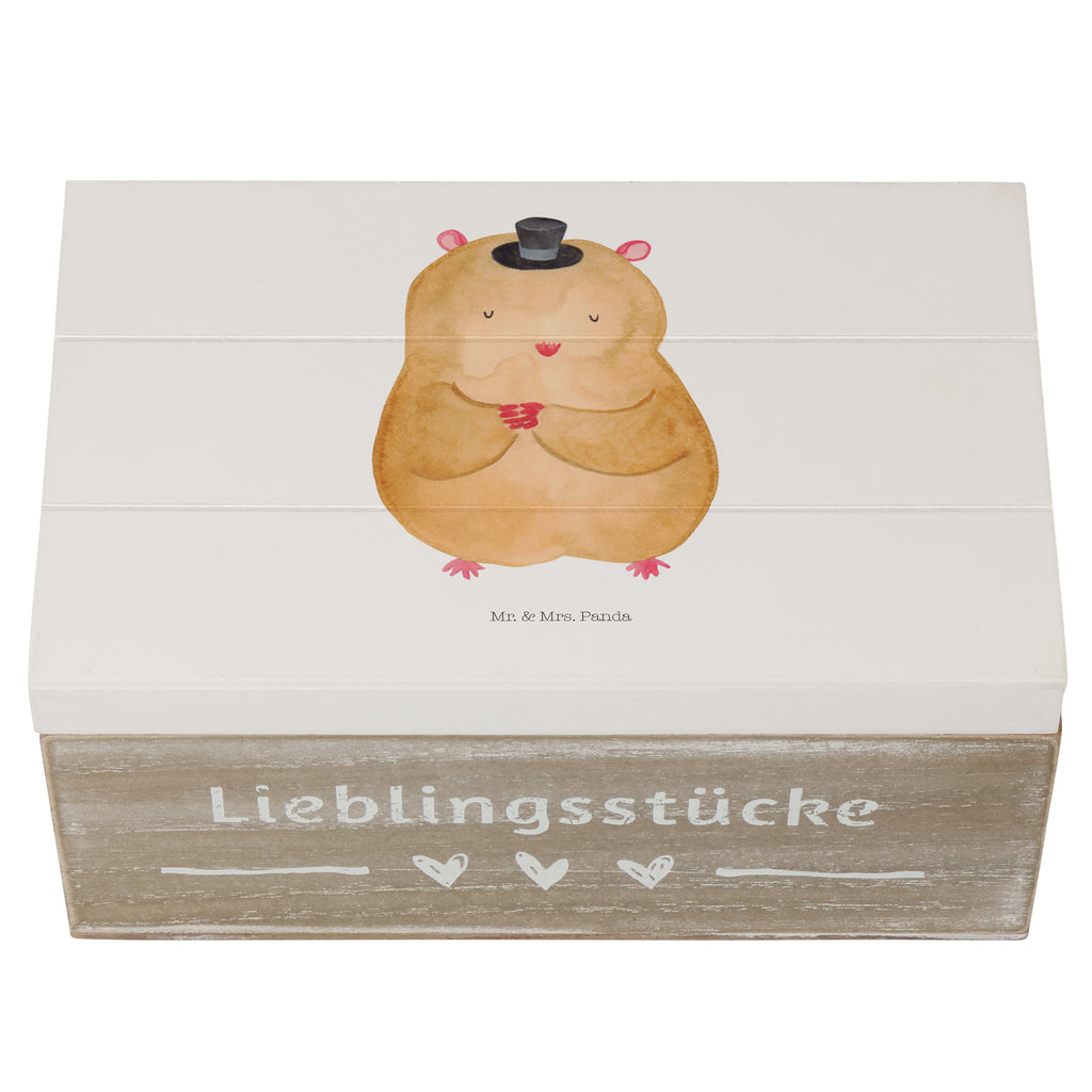 Holzkiste Hamster mit Hut Holzkiste, Kiste, Schatzkiste, Truhe, Schatulle, XXL, Erinnerungsbox, Erinnerungskiste, Dekokiste, Aufbewahrungsbox, Tiermotive, Gute Laune, lustige Sprüche, Tiere, Hamster, Hut, Magier, Zylinder, Zwerghamster, Zauberer, Houdini
