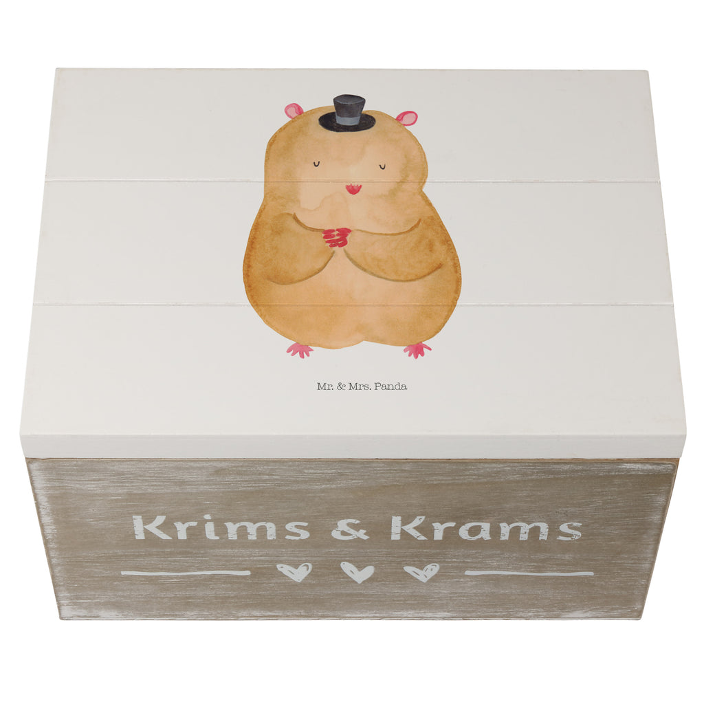 Holzkiste Hamster mit Hut Holzkiste, Kiste, Schatzkiste, Truhe, Schatulle, XXL, Erinnerungsbox, Erinnerungskiste, Dekokiste, Aufbewahrungsbox, Tiermotive, Gute Laune, lustige Sprüche, Tiere, Hamster, Hut, Magier, Zylinder, Zwerghamster, Zauberer, Houdini