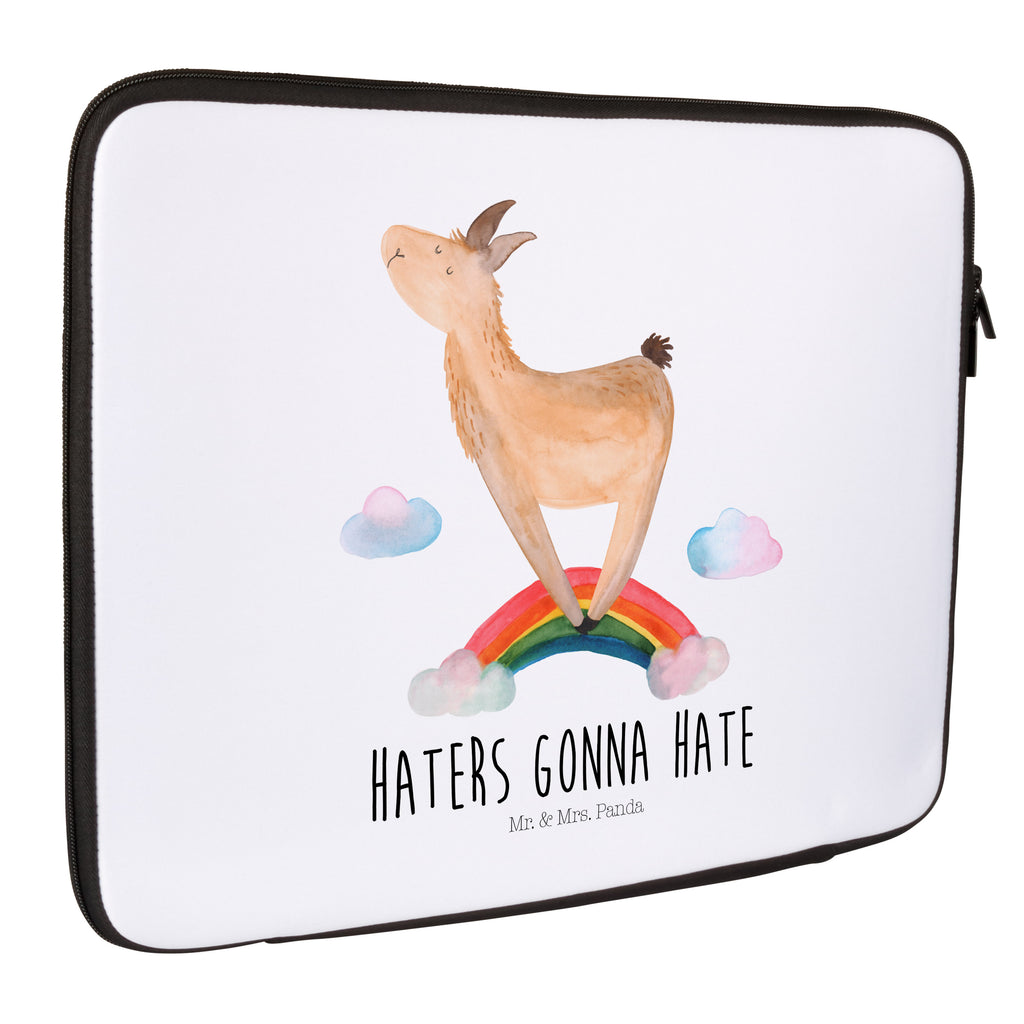 33 x 42 Notebook Tasche Lama Regenbogen Notebook Tasche, Laptop, Computertasche, Tasche, Schutzhülle, Lama, Alpaka, Lamas, Regenbogen, Haters gonna hate, Haters, Selbstständig, Außenseiter, Schule, Abi, Hobby, Wolkenland, Freiheit