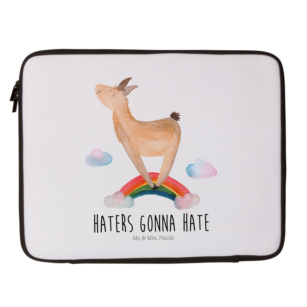 33 x 42 Notebook Tasche Lama Regenbogen Notebook Tasche, Laptop, Computertasche, Tasche, Schutzhülle, Lama, Alpaka, Lamas, Regenbogen, Haters gonna hate, Haters, Selbstständig, Außenseiter, Schule, Abi, Hobby, Wolkenland, Freiheit