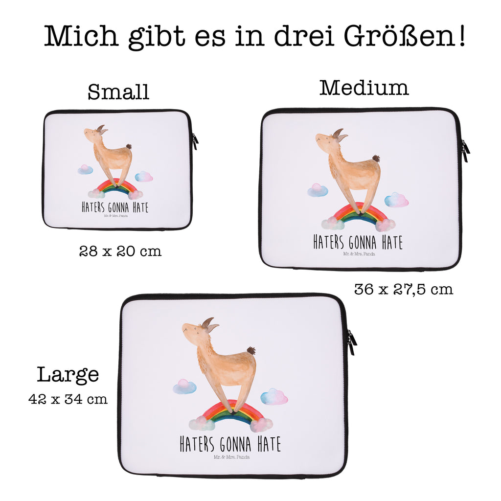 33 x 42 Notebook Tasche Lama Regenbogen Notebook Tasche, Laptop, Computertasche, Tasche, Schutzhülle, Lama, Alpaka, Lamas, Regenbogen, Haters gonna hate, Haters, Selbstständig, Außenseiter, Schule, Abi, Hobby, Wolkenland, Freiheit