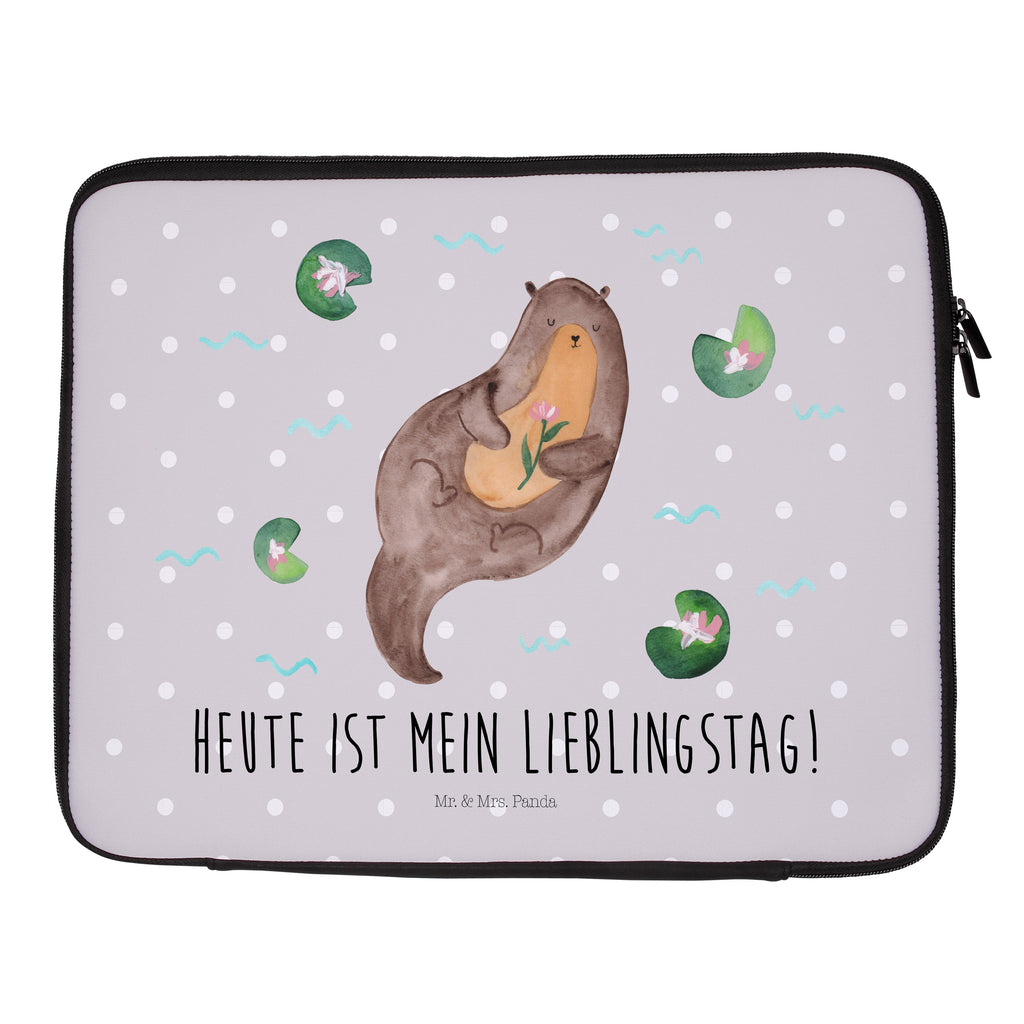 20 x 28 Notebook Tasche  Otter mit Seerose Notebook Tasche, Laptop, Computertasche, Tasche, Otter, Fischotter, Seeotter, Otter Seeotter See Otter