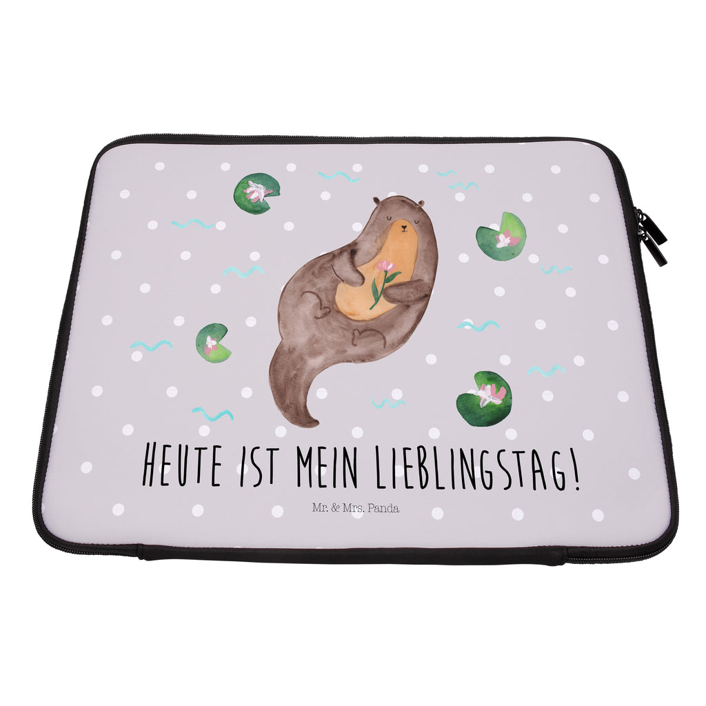 20 x 28 Notebook Tasche  Otter mit Seerose Notebook Tasche, Laptop, Computertasche, Tasche, Otter, Fischotter, Seeotter, Otter Seeotter See Otter