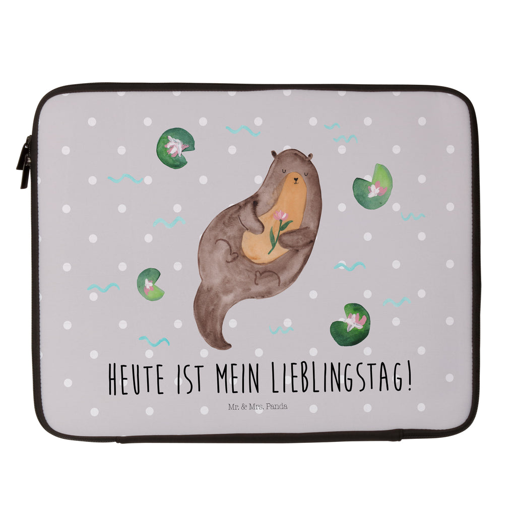 20 x 28 Notebook Tasche  Otter mit Seerose Notebook Tasche, Laptop, Computertasche, Tasche, Otter, Fischotter, Seeotter, Otter Seeotter See Otter