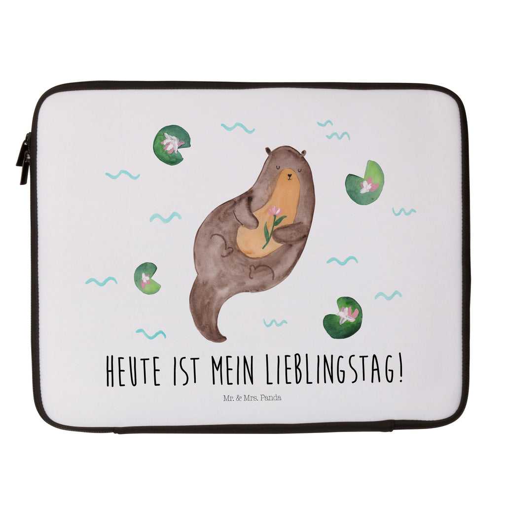 20 x 28 Notebook Tasche  Otter mit Seerose Notebook Tasche, Laptop, Computertasche, Tasche, Otter, Fischotter, Seeotter, Otter Seeotter See Otter